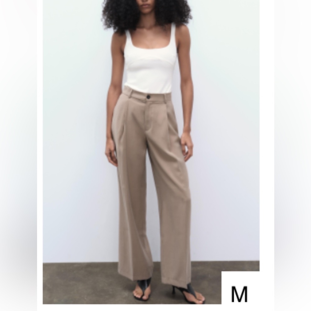 Women's Tan Wide-Leg Pants